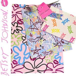 Betsey Johnson XOX Glitter Hearts & Stars 3-PC Gift Bag Set